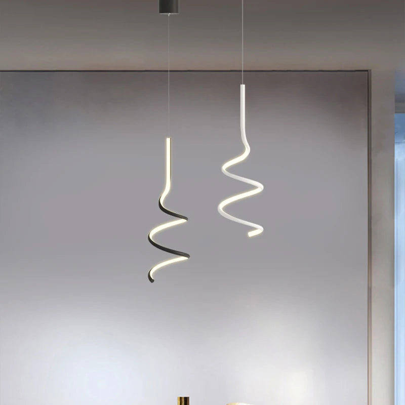 suspension moderne simple avec éclairage créatif led - vue 4 sur 11
