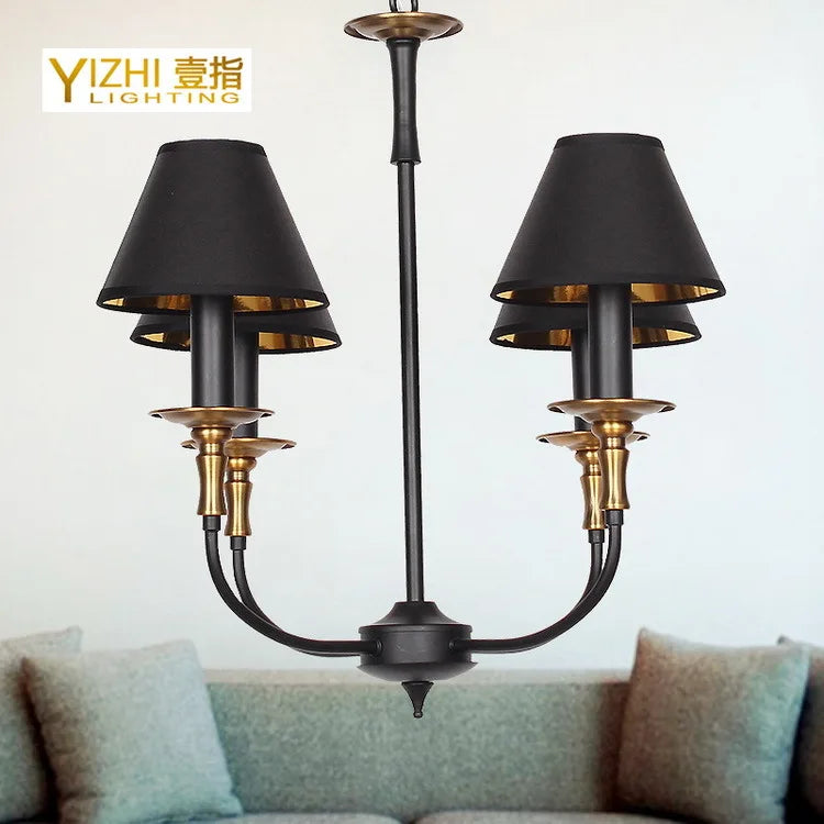 Lampe fer forgé noir rétro européen art suspension - vue 8 sur 15