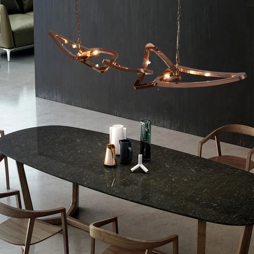 lustre de luxe en acier inoxydable pour bar et restaurant