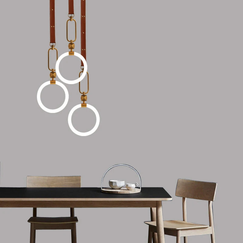 plafonnier à anneau simple design nordique lumineux suspendu intérieur - vue 2 sur 7
