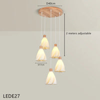 lustre long en bois massif style nordique pour villa