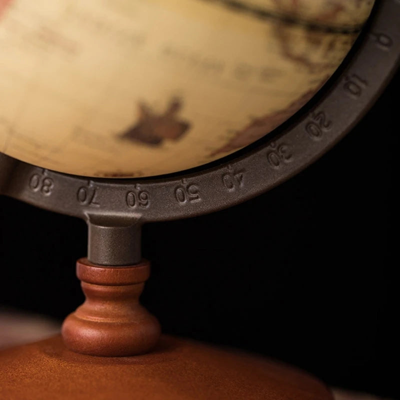 globe terrestre en bois vintage avec support pour étudiants - vue 4 sur 7