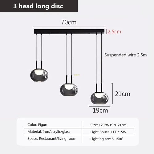 suspension en verre à plusieurs têtes pour intérieur moderne - vue 21 sur 23