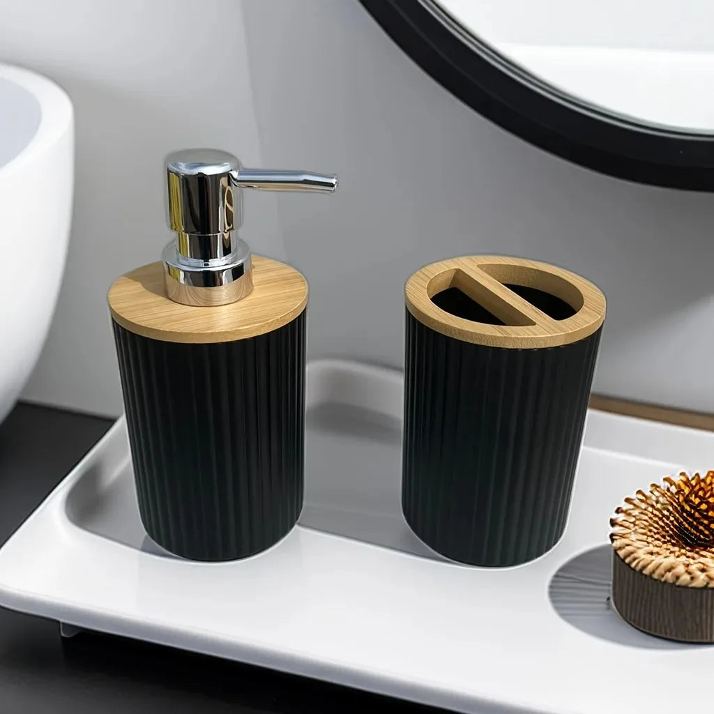 ensemble daccessoires de salle de bain en plastique 4 pièces - vue 4 sur 8