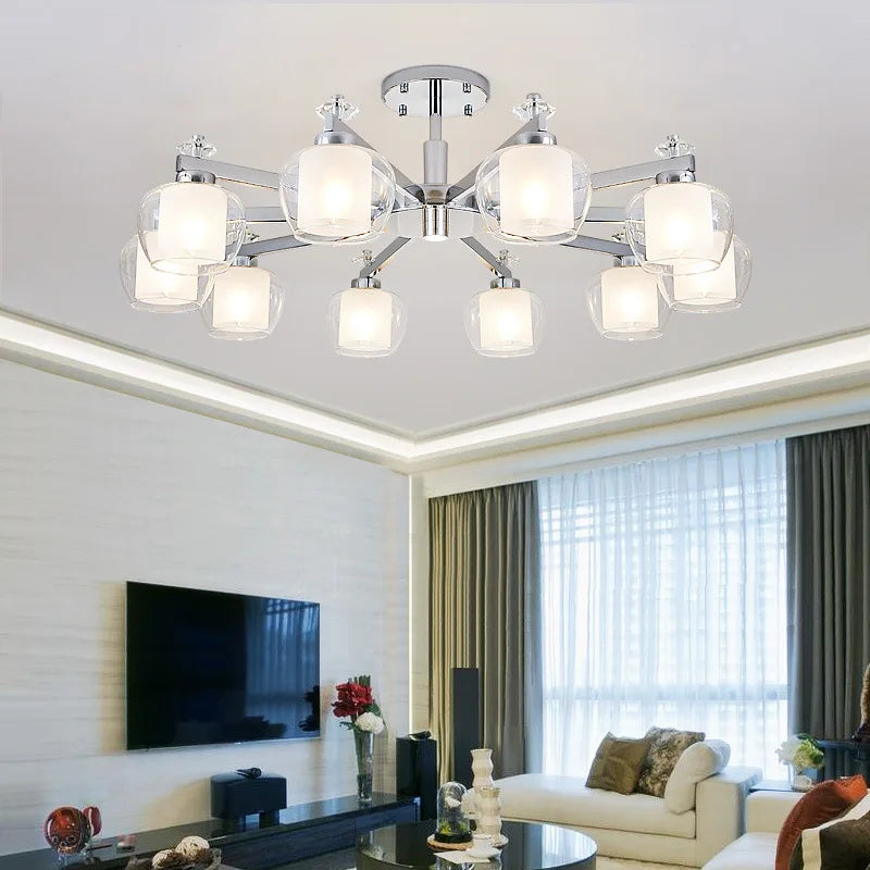 lustre design style fer forgé moderne chromé - vue 4 sur 6