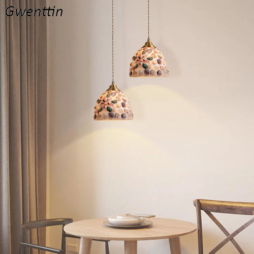 suspension en coquillage méditerranéen style tiffany pour décoration intérieure
