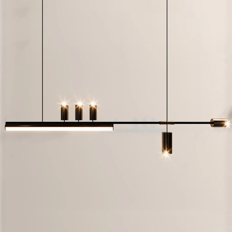 2024 Modern minimalist dining room chandelier high level slotted bar counter kitchen interior decorative lighting - vue 2 sur 11
