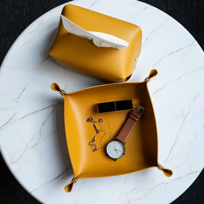 boîte de rangement nordique en cuir pour bureau et bijoux - vue 5 sur 19