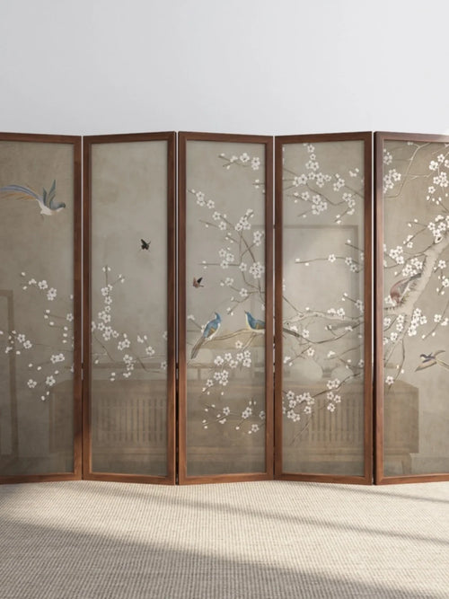 Chinese style solid wood partition screen, living room, entrance, foyer, hotel, classical bedroom, shelter, household folding - vue 4 sur 6