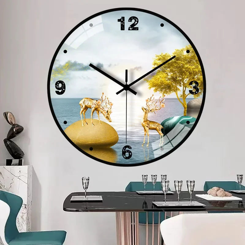 horloge murale en verre design moderne style chinois créatif et muet - vue 5 sur 11