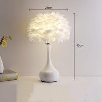 lampes de table modernes en plumes pour décoration douce et romantique