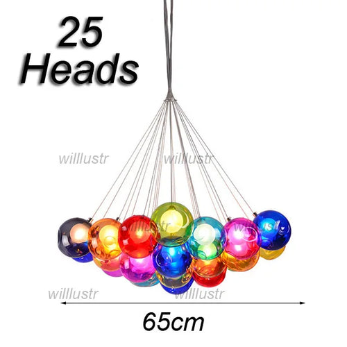 Mouth-blown glass pendant with colourful bubbles for hotel, boutique or nursery - vue 22 sur 24
