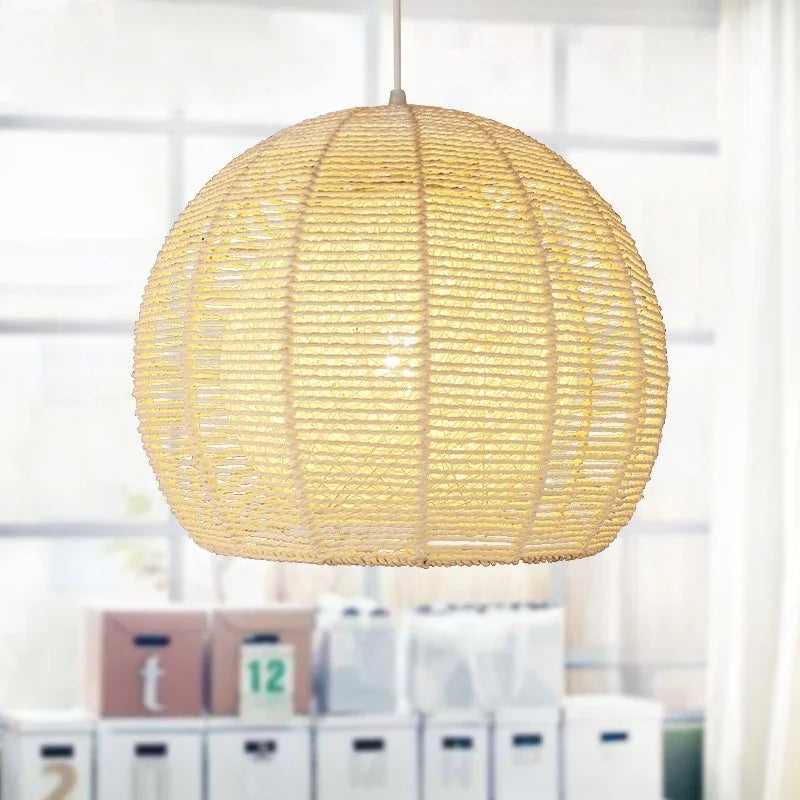 luminaire led nordique moderne en fer et corde de chanvre - vue 5 sur 14
