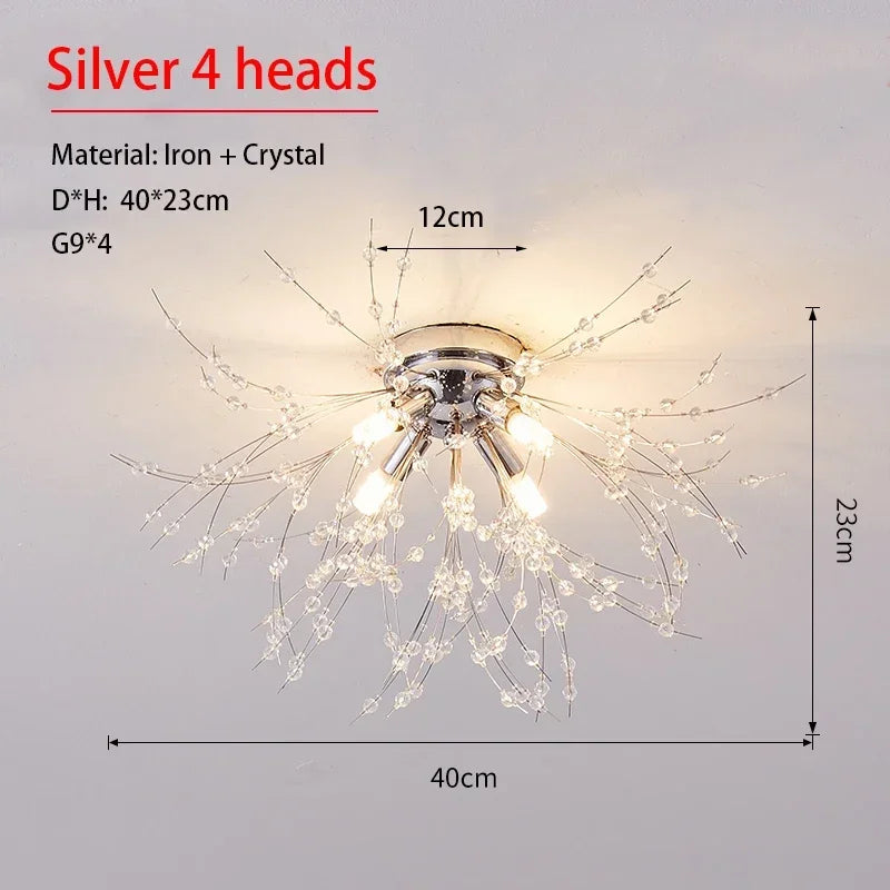 Modern Dandelion Crystal Pendant, Living Room, Dining Room, Bedroom Ceiling Light, Room Light, Fireball Decorative Light - vue 10 sur 12