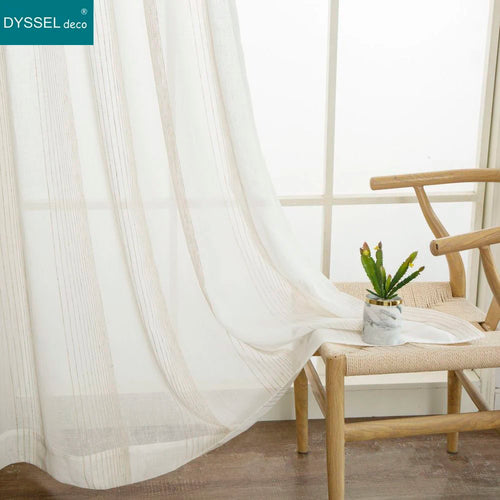 Voilage rideau rayures style americain salon chambre moderne - vue 2 sur 6