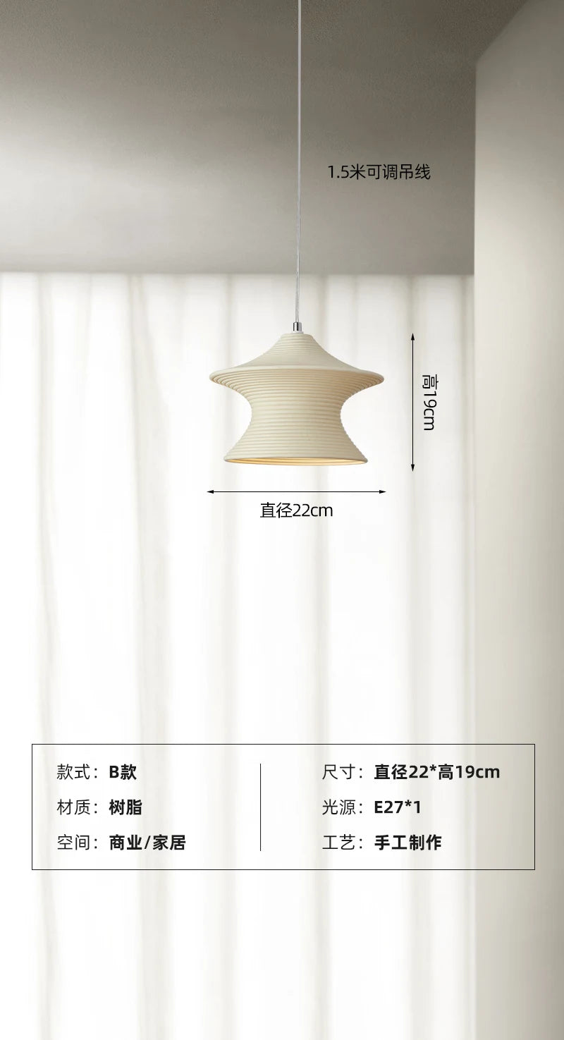 suspension moderne design nordique en résine LED pour ambiance chaleureuse - vue 8 sur 8
