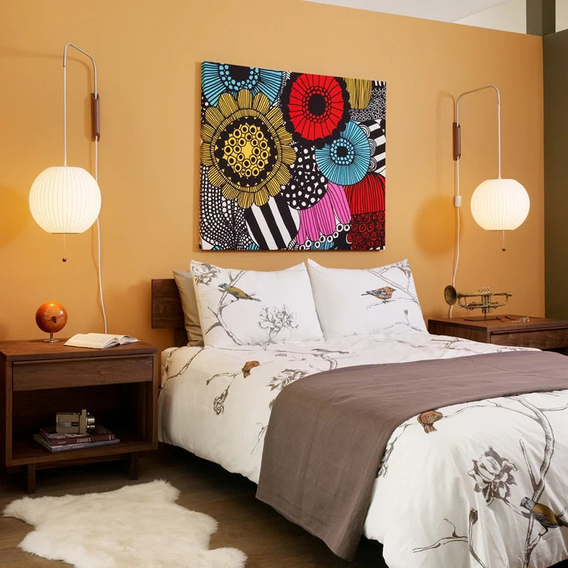 Nelson applique Design Japandi éclairage tissé à la main en soie lumière pour salon appliques murales décoratives chambre lampe de chevet - vue 5 sur 14