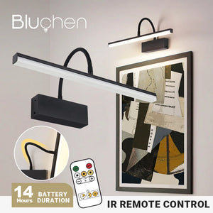 Rechargeable wall light with flexible arm for picture lighting