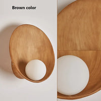 LED Lighting Chinese White -brown Shell Plate Wall Lamp, Silent Style Bed Bedroom Bedroom Corridor Resin Wall Art Lamps