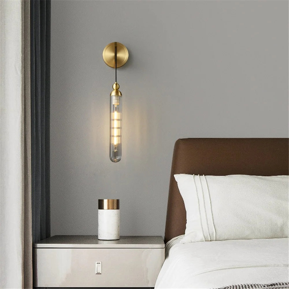 applique murale led moderne en cuivre et verre décoratif - vue 5 sur 9