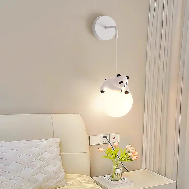Résine Panda lampes suspendues chambre d'enfants suspension chambre chevet lustre pour bébé enfants crèche école Panda lumière - vue 3 sur 7