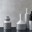 Black and White Striped Ceramic Vase, Flower Pot Decoration, Home and Living Room Decoration, Creative Geometric Striped Vase