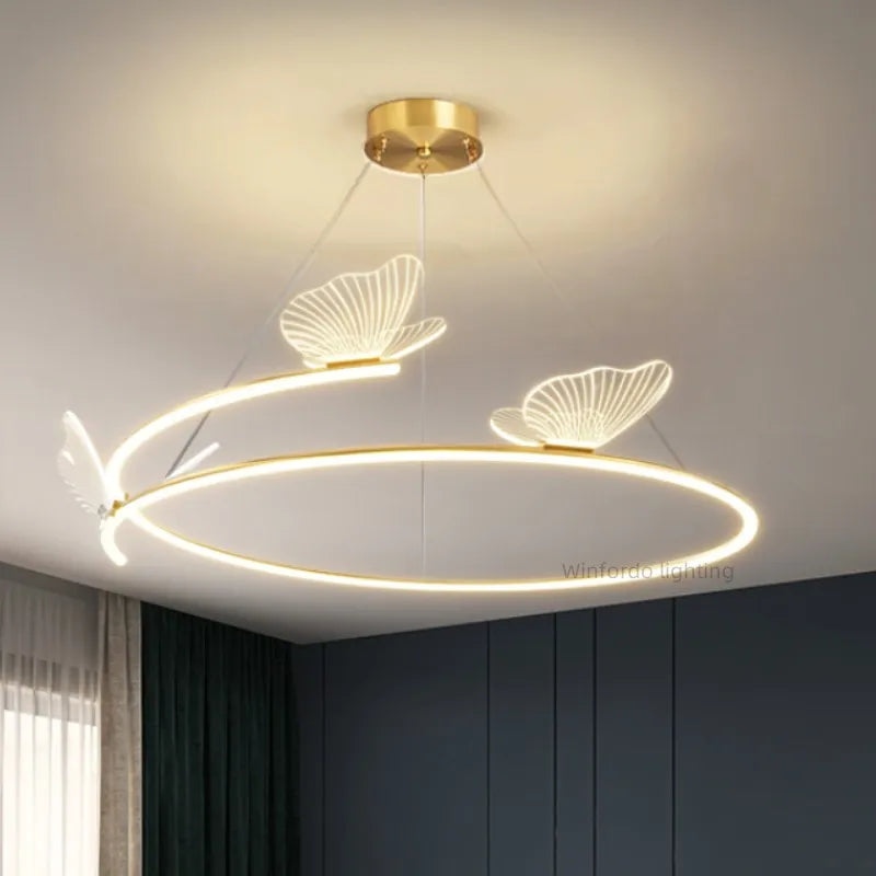 Lustre design LED rond en forme de papillon