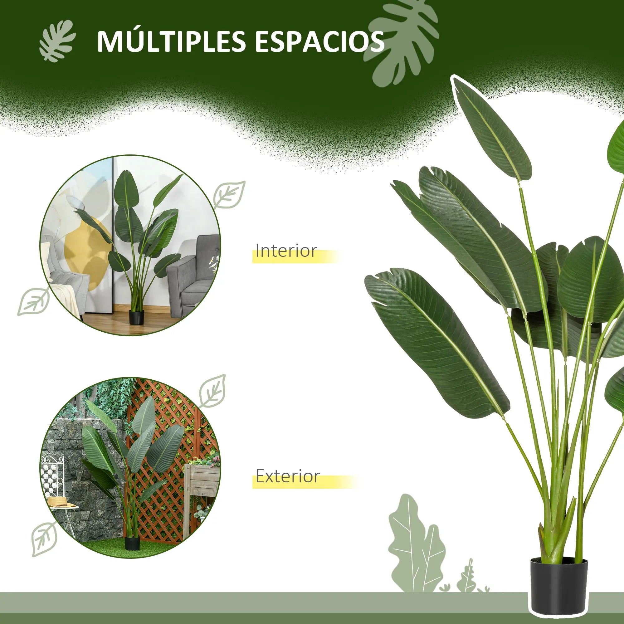 Artificial banana tree with pot and realistic leaves for indoor decoration - vue 7 sur 7