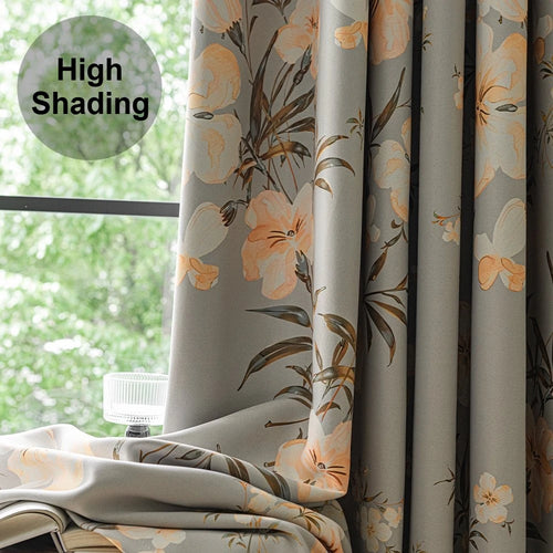 Rideau occultant moderne motif feuilles pour chambre salon