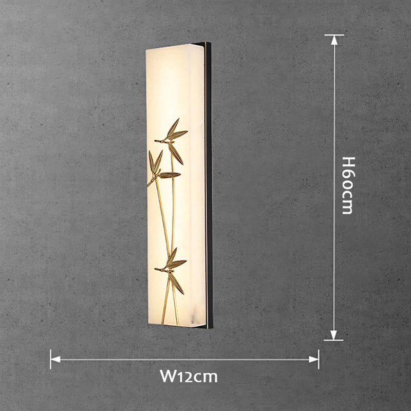 applique murale led en cuivre et marbre style bambou pour hôtel - vue 7 sur 7