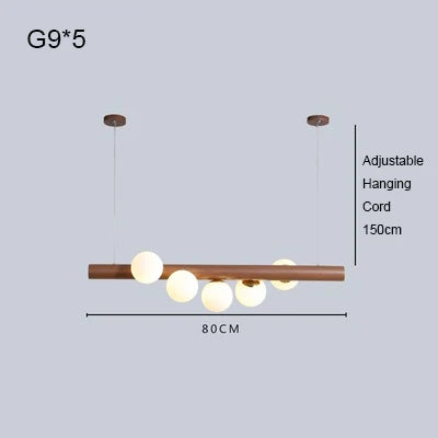 lustre moderne en verre et bois de noyer pour intérieur - vue 8 sur 14