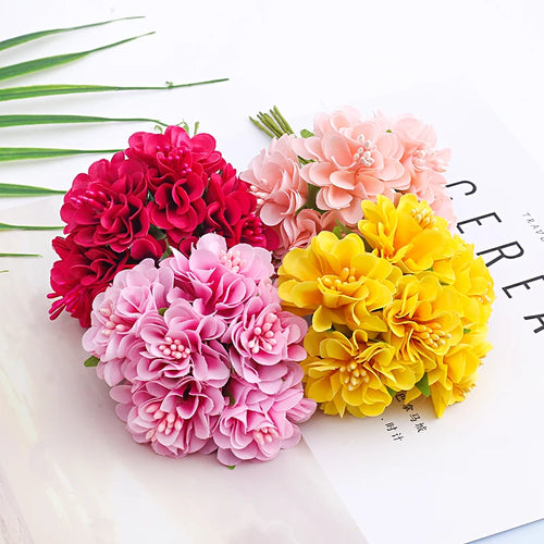 bouquet de mini fleurs d'hortensia artificielles pour décoration et bricolage - vue 6 sur 15