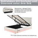 PU Leather White Upholstered Bed 140x200cm Double Bed with LED Lighting Underbed Storage Space, Bed Frame with Slatted Frame