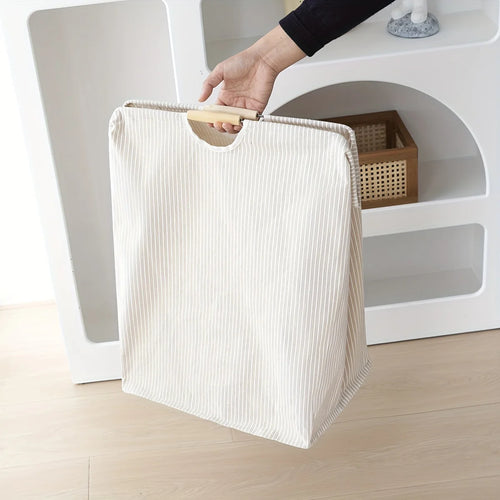 1pc Large Dual-handle Laundry Hamper, Dirty Clothes Hamper For Bedroom, Bathroom, Waterproof, Freestanding, Tall Laundry Basket - vue 3 sur 7