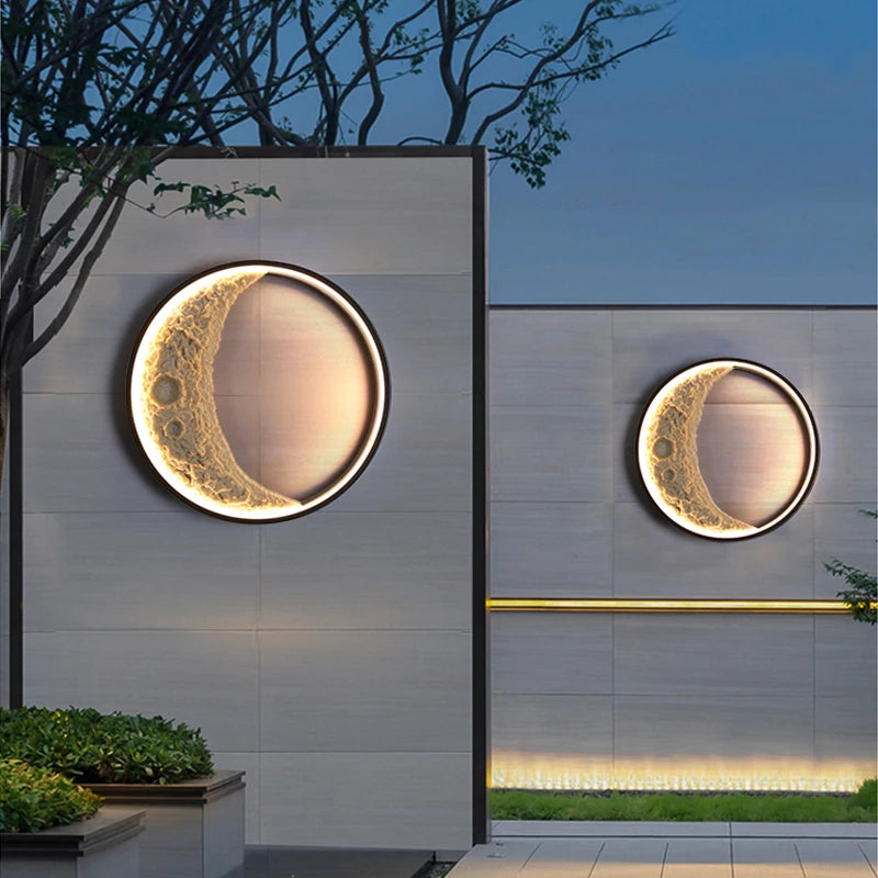 nouvelle applique murale lune led étanche moderne extérieur jardin résine - vue 4 sur 15