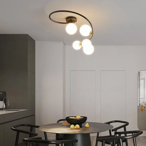plafonnier moderne en cuivre irrégulier avec lumière personnalisée
