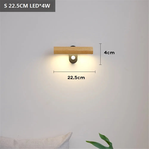 Minimalist nordic wooden rotating wall light with LED switch - vue 3 sur 8