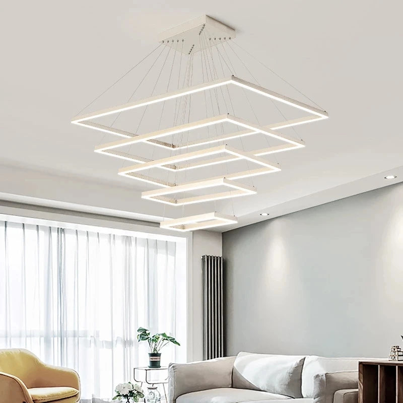 lustre led moderne salon maison plafond luxe intérieur - vue 5 sur 17