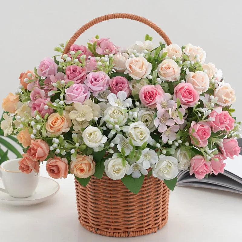 fleurs artificielles mariage bouquet roses hortensia décoration florale - vue 4 sur 11