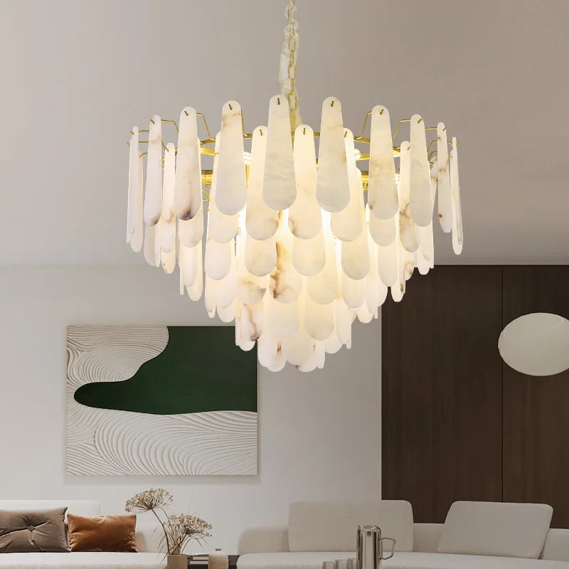 suspension en marbre et cuivre de luxe style chinois minimaliste - vue 3 sur 8