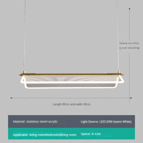lustre rectangulaire réglable en acrylique pour éclairage créatif - vue 8 sur 12