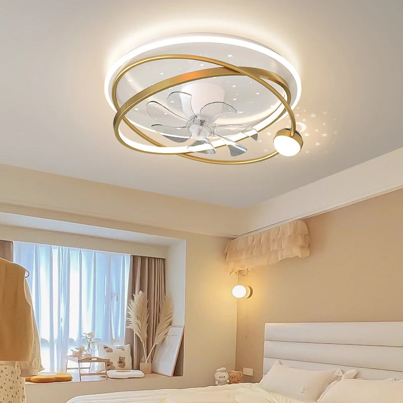 lustre moderne avec lumières et ventilateur intelligent pour intérieur - vue 2 sur 10