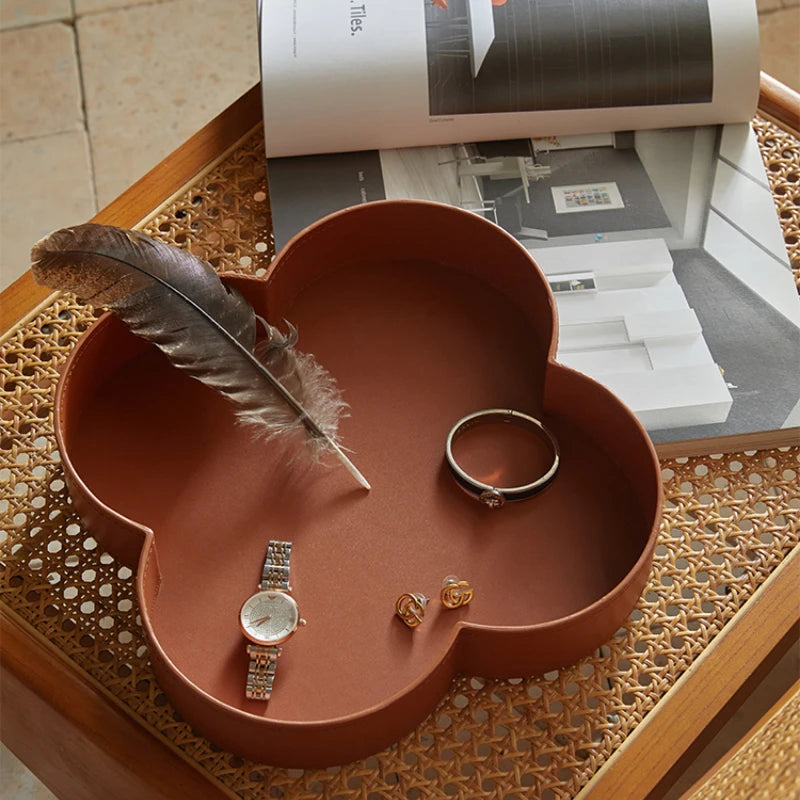 boîte de rangement ronde en cuir haut de gamme pour bijoux et objets décoratifs - vue 6 sur 7