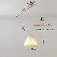 Foldable fabric and solid wood chandelier nordic minimalist design