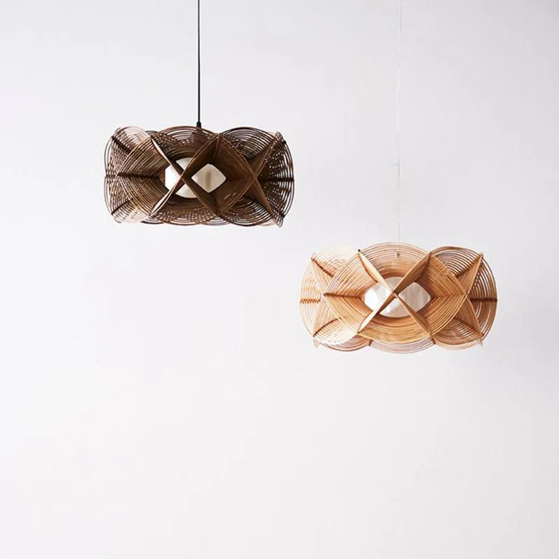 Lampe créative en rotin minimaliste faite à la main - vue 3 sur 6