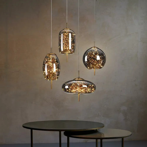 Lustre de chevet rouge en filet nordique pour fille - vue 3 sur 12