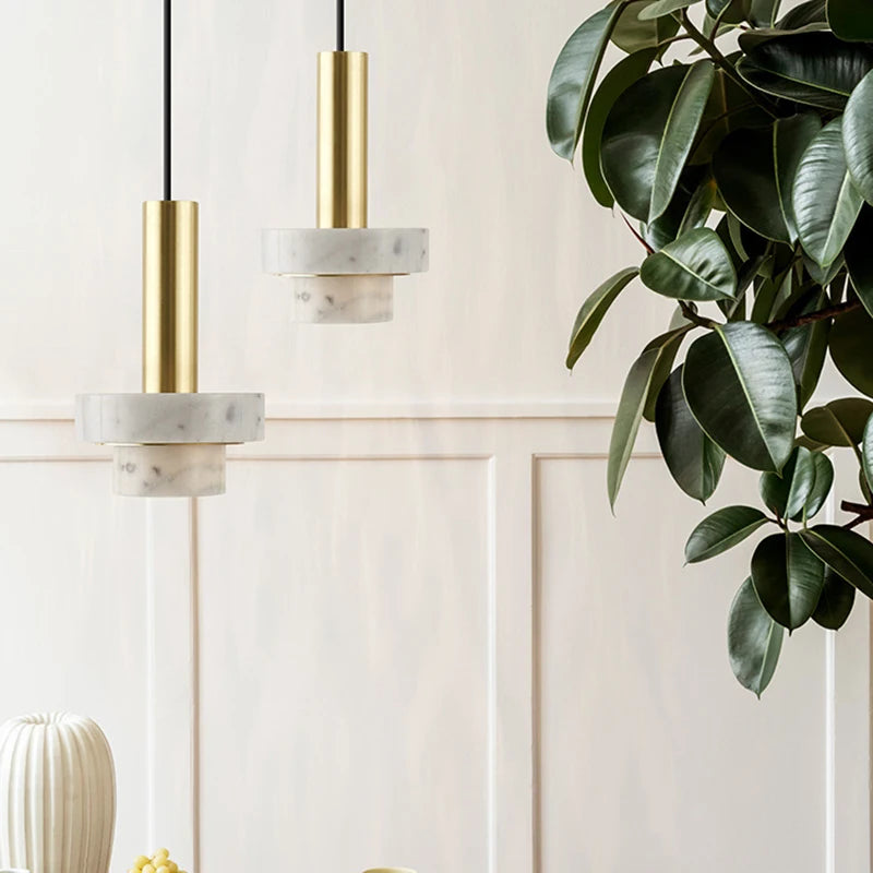 Suspension LED en marbre décorative pour divers espaces