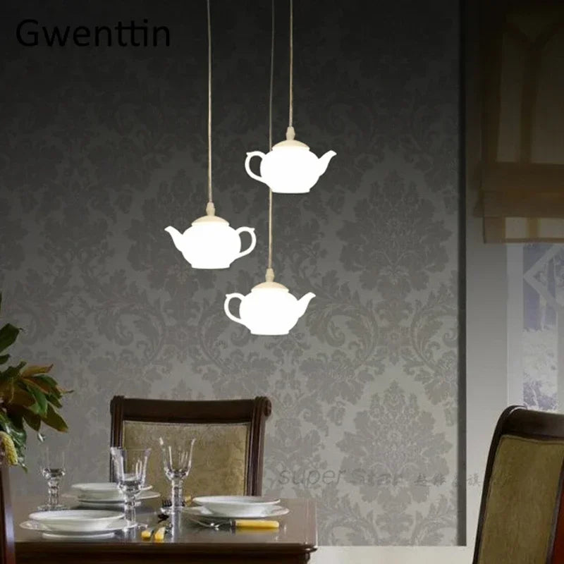 suspension théière moderne à led pour décoration intérieure nordique - vue 3 sur 7