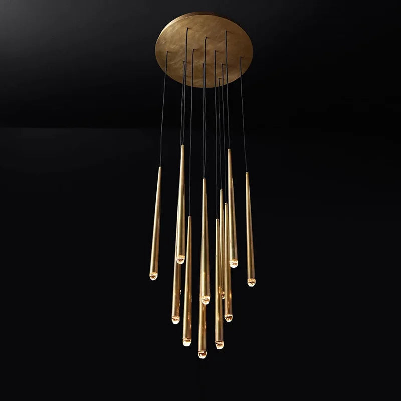 suspension lustre nordique en cuivre pour villa - vue 4 sur 20