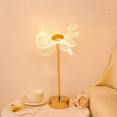 Lampe de table rétro or acrylique papillon LED lampe de bureau hôtel villa art décor LED lampe de table salon chevet LED veilleuses - vue 4 sur 14